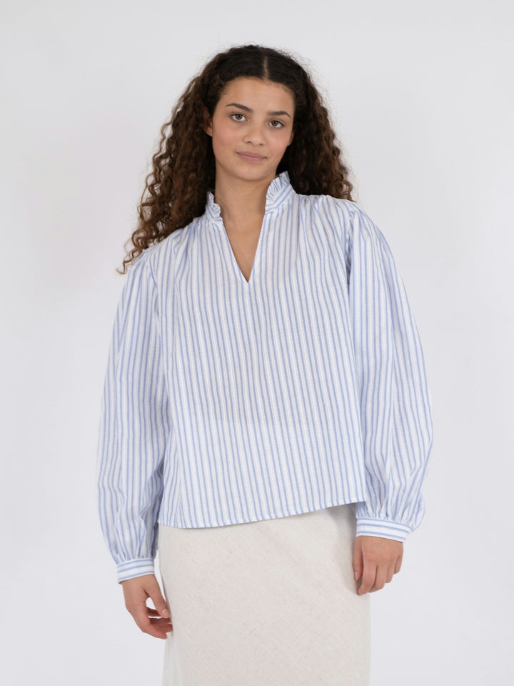 Neo Noir - Johanne Stripe Blouse - Light Blue