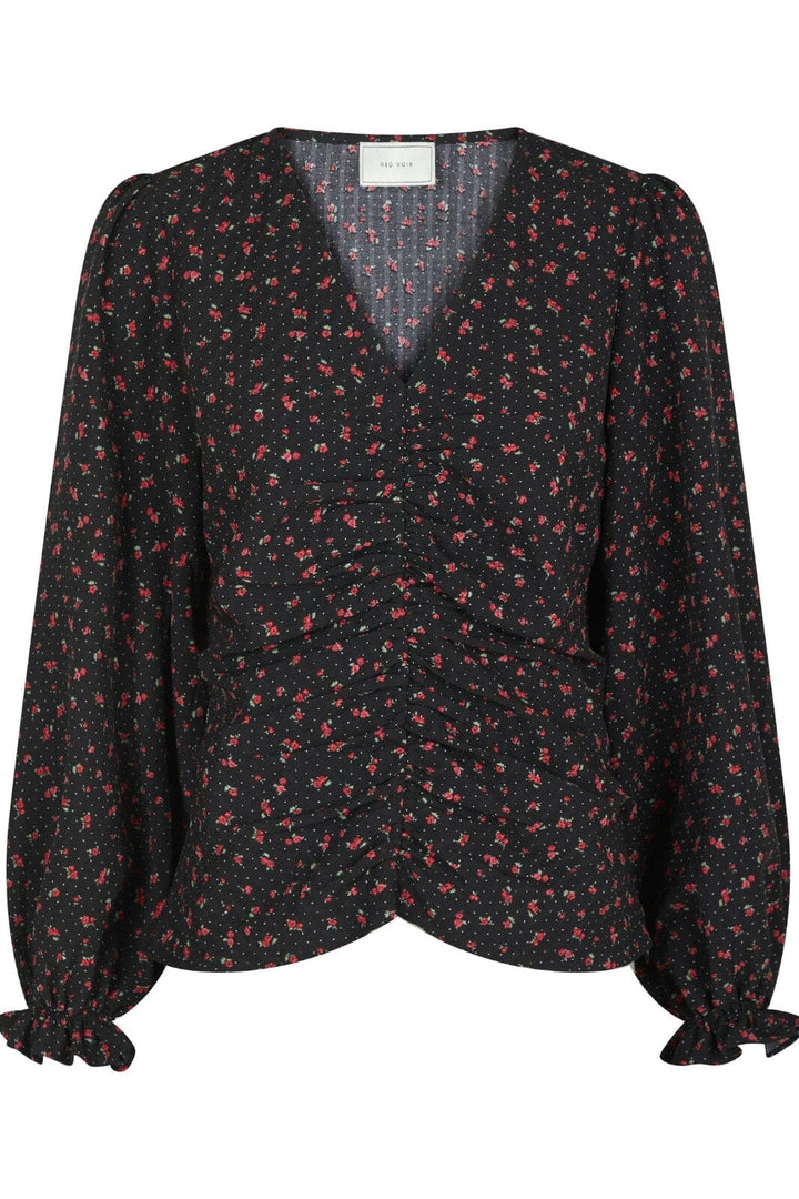 Neo Noir - Katinka Floral Dots Blouse - Black Skjorter 