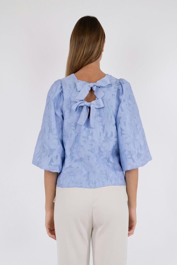 Neo Noir - Lorraine Brocade Blouse - Sky Blue