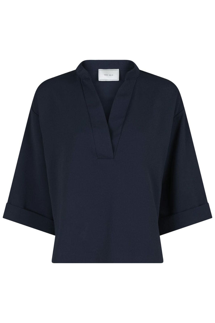 Neo Noir - Luma Crepe Blouse - Navy Bluser 