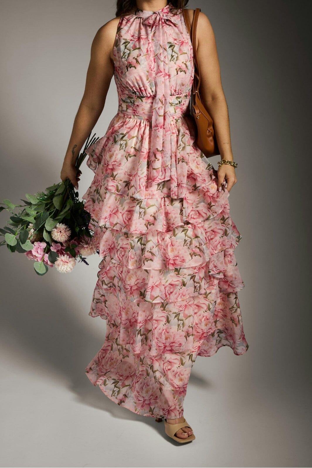 Neo Noir - Marli Flower Chiffon Dress 165150 - 165 - Rose