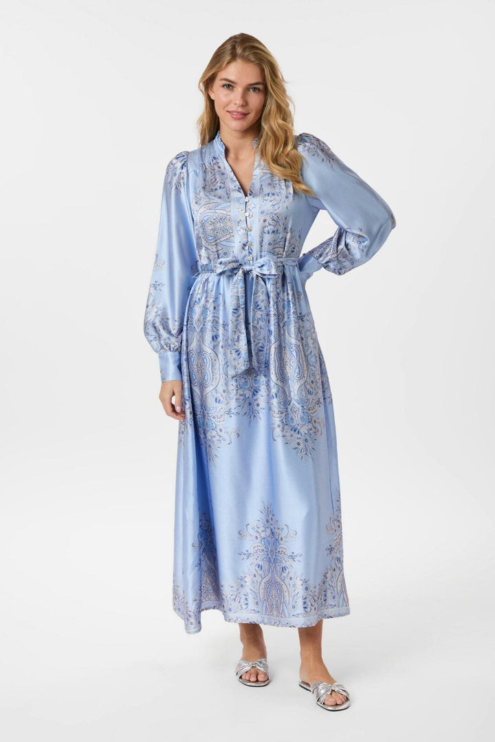 Neo Noir - Nova Paisley Border Dress 160958 - 145 - Light Blue