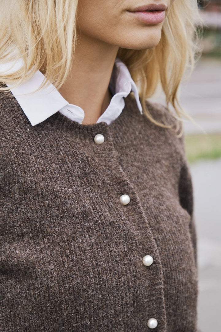 Neo Noir - Nuna Knit Cardigan - Brown Melange Cardigans 