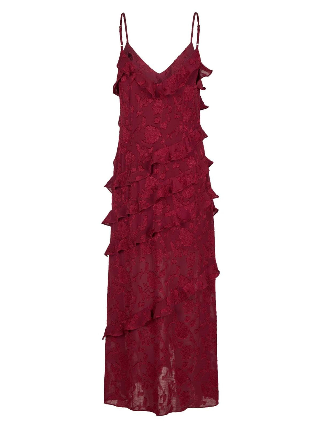 Neo Noir - Palazzo Burnout Dress - Burgundy Kjoler 