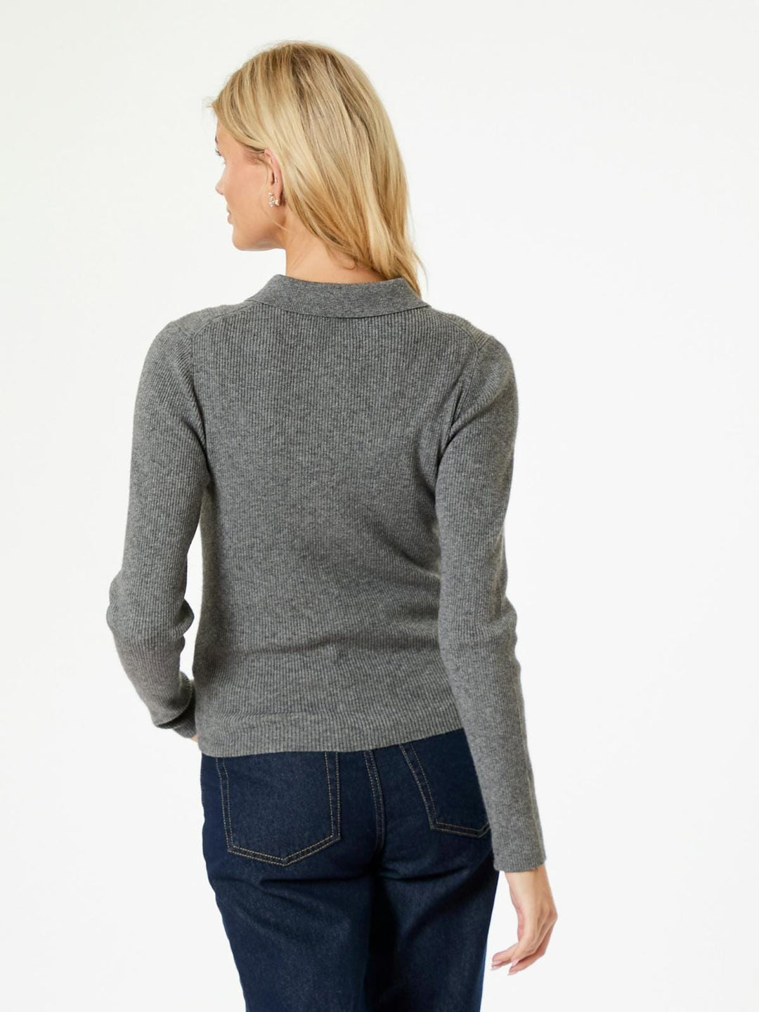 Neo Noir - Panama Knit Blouse - Dark Grey Melange Strikbluser 