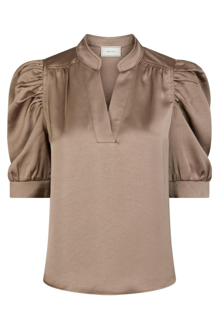 Neo Noir - Roella Heavy Sateen Blouse 162590 - 811 - Dark Taupe