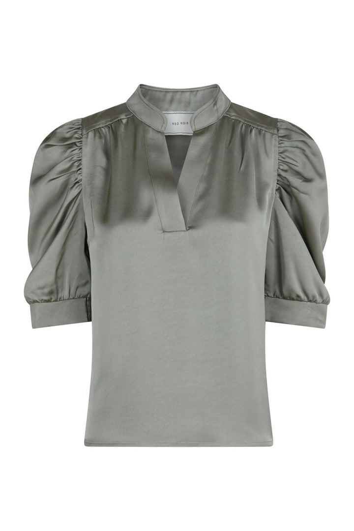 Neo Noir - Roella Heavy Sateen Blouse - Smoke Green