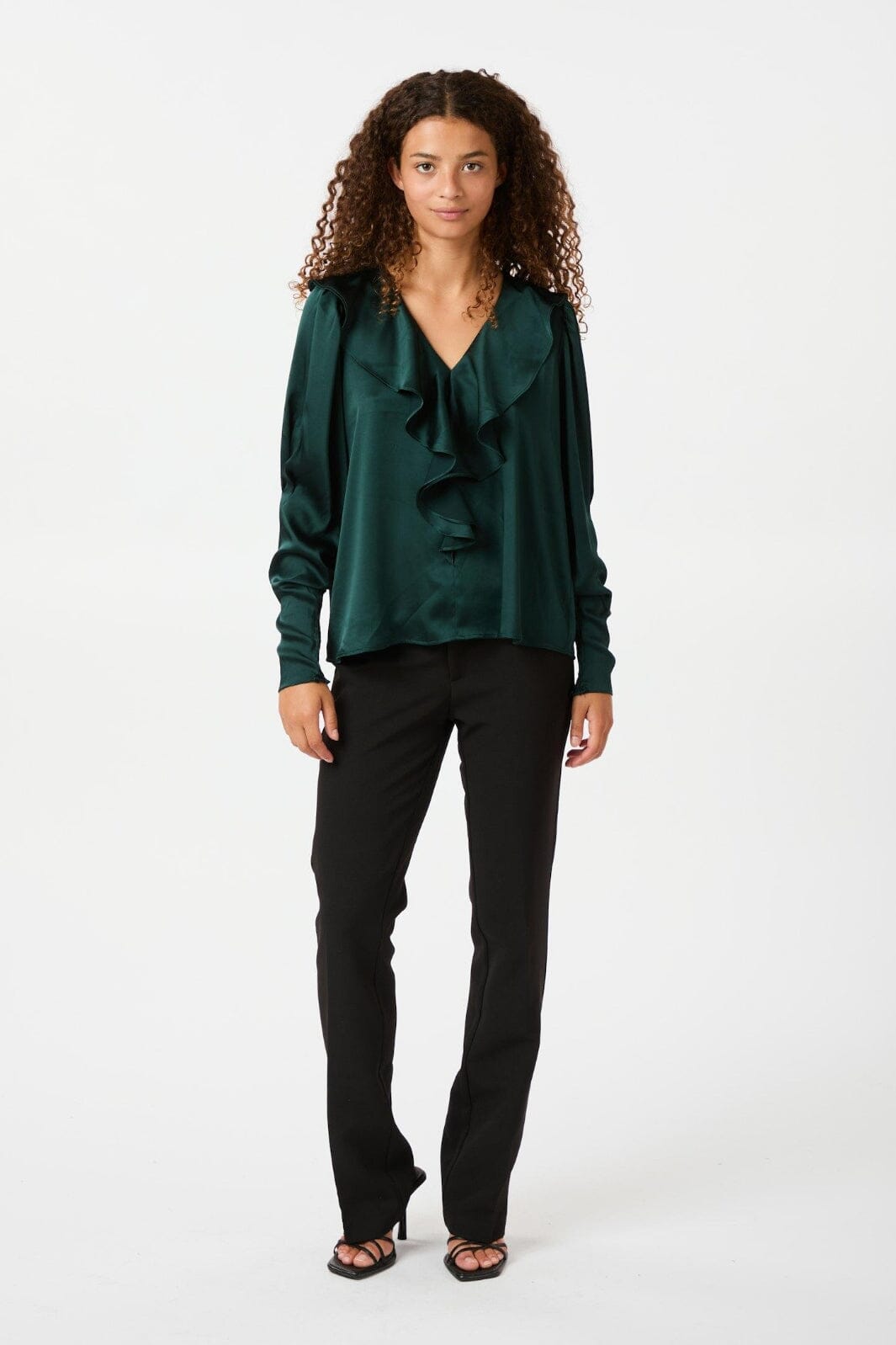 Neo Noir - Sandie Sateen Blouse 160963 - Dark Green Bluser 