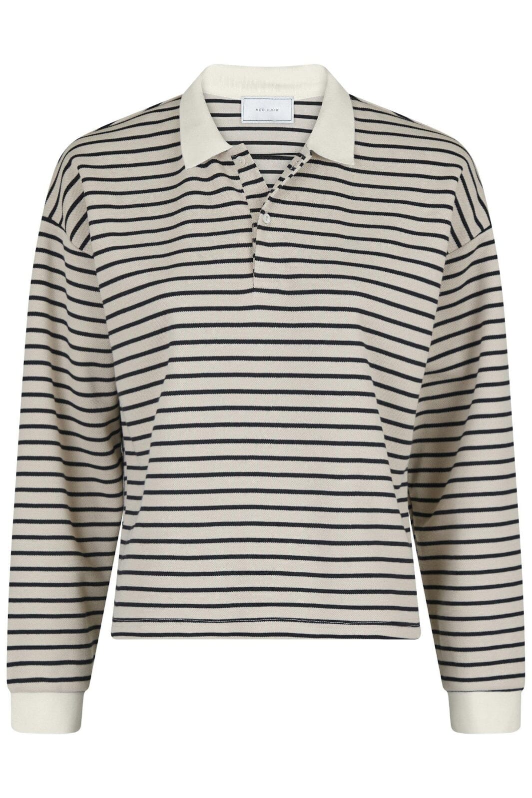 Neo Noir - Sara Stripe Polo Blouse - Sand Bluser 