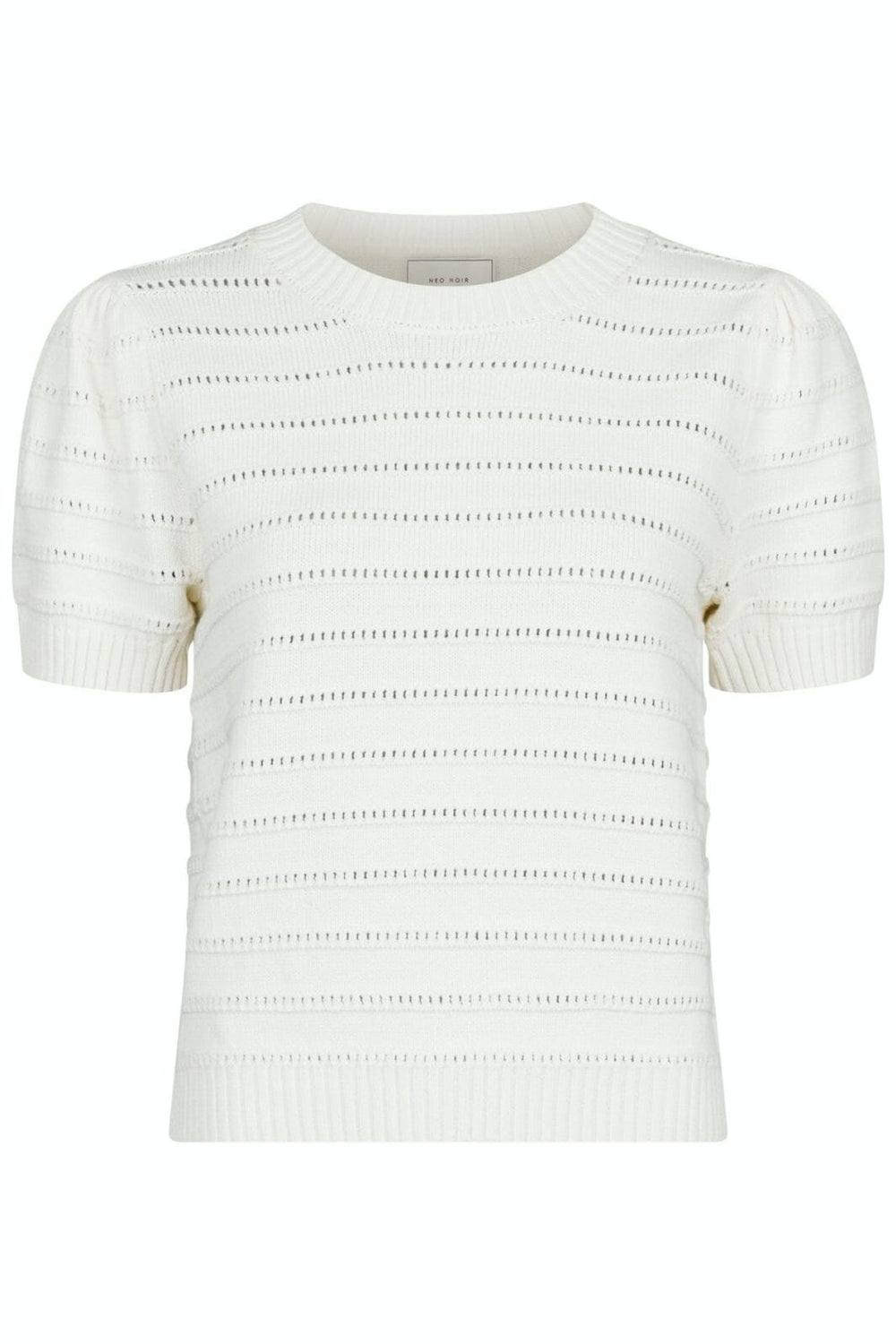 Neo Noir - Sidra Stitch Solid Knit Blouse - Off White Strikbluser 