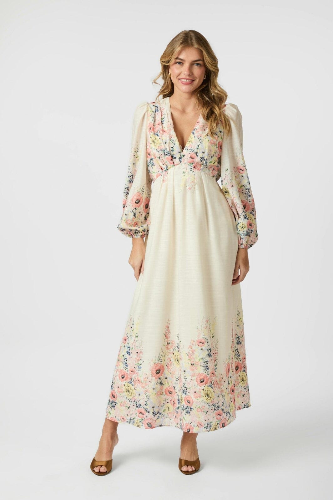 Neo Noir - Silfi Flower Print Dress 164828 - 122 - Creme