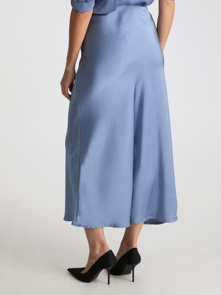 Neo Noir - Vicky Heavy Sateen Skirt - Smoke Blue Nederdele 