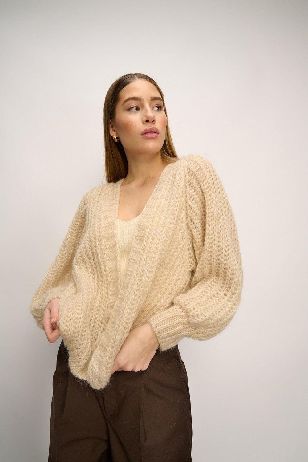 Noella - Joseph Cardigan Solid - 023 Beige Cardigans 