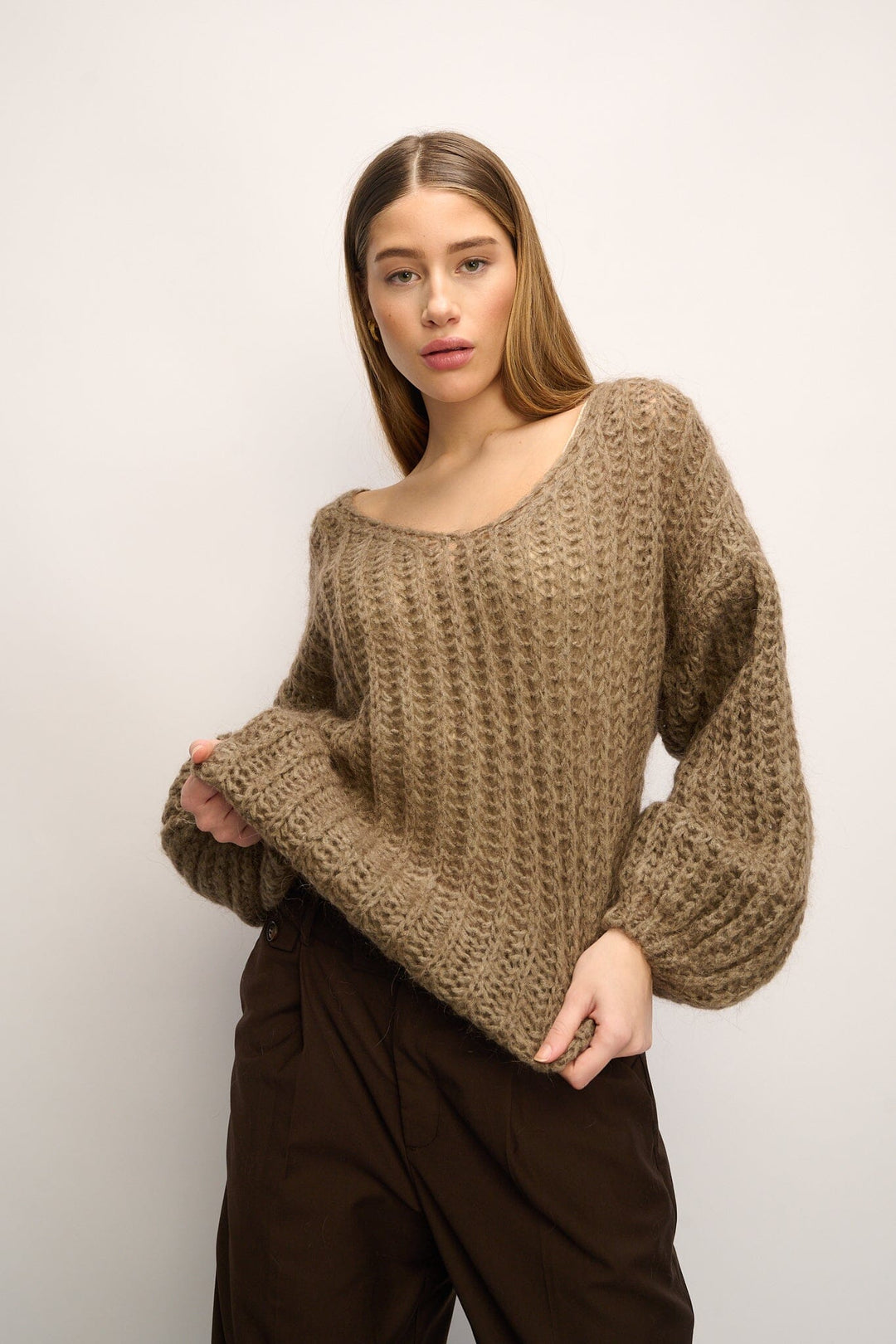 Noella - Joseph Knit Sweater - 143 Brown Strikbluser 