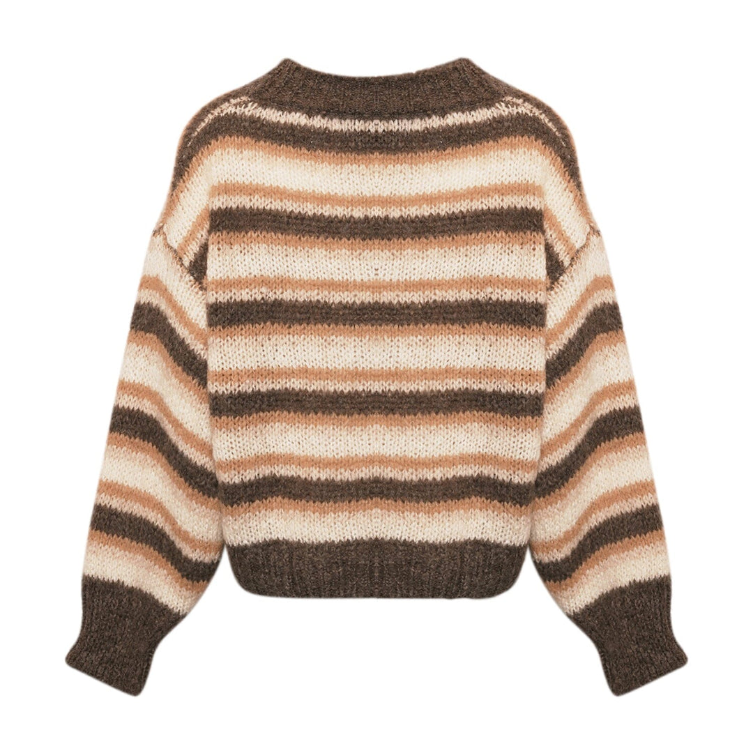 Noella - Keeva Knit - 1228 Brown Stripe Strikbluser 