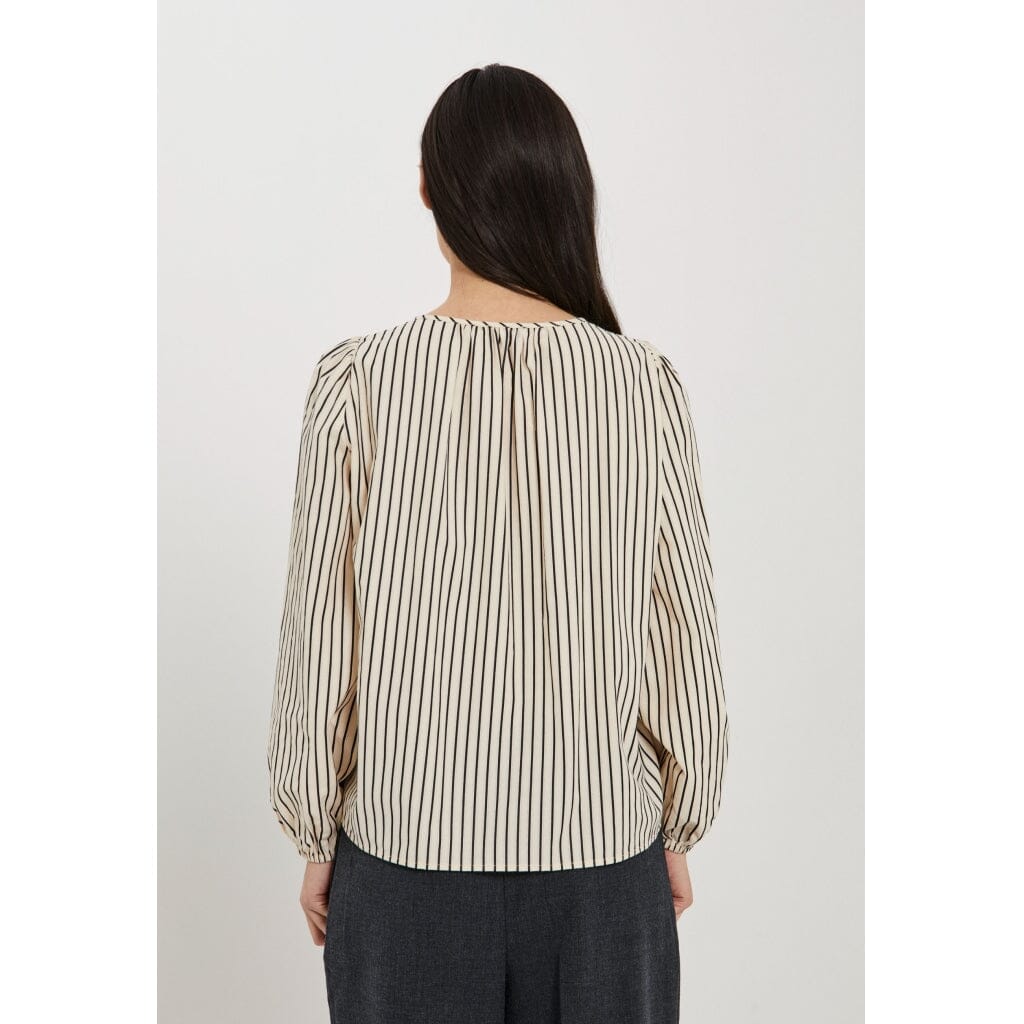 Norr - Opal Stripe Top - Black Stripe Bluser 