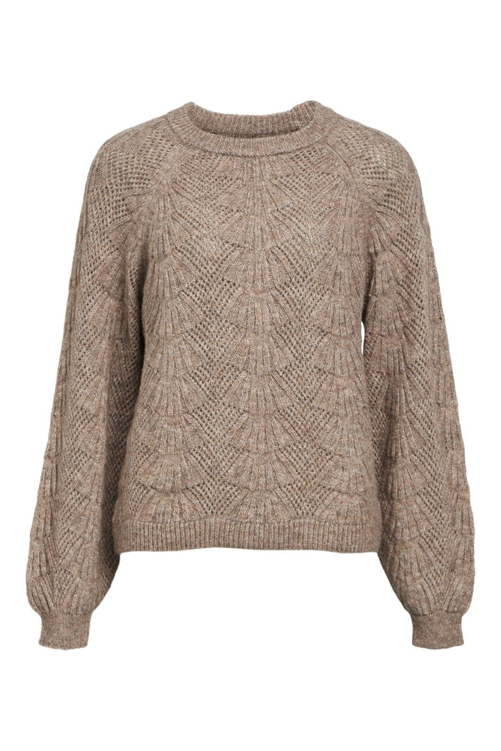 Object - Objflora Re L/S Knit Pullover - 4541420 Desert Taupe Melange