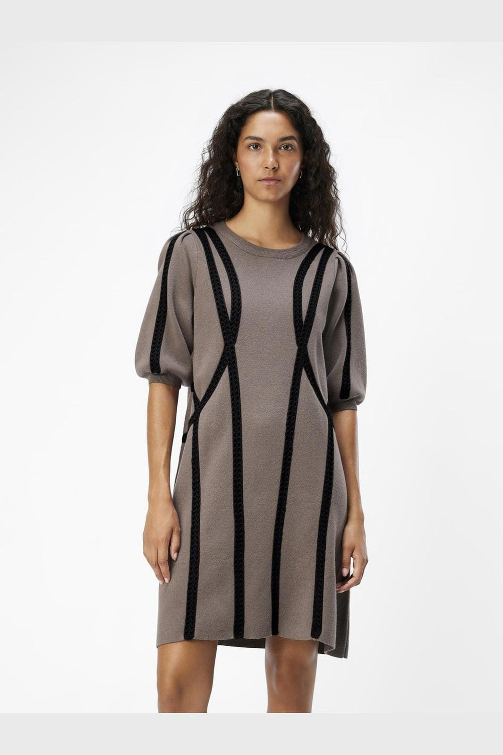 Object - Objulla Knit 2/4 Lo Dress 134 - 4645914 Morel Black