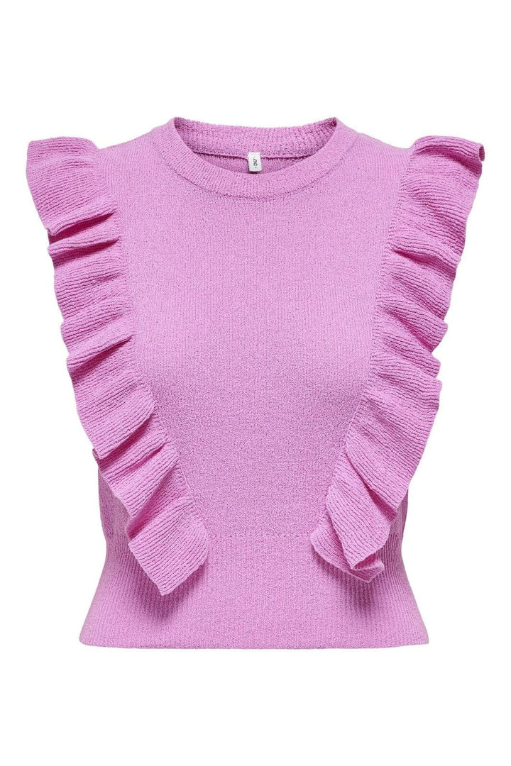 Only - Onlashley Sl O-Neck Knt - 4679165 Fuchsia Pink