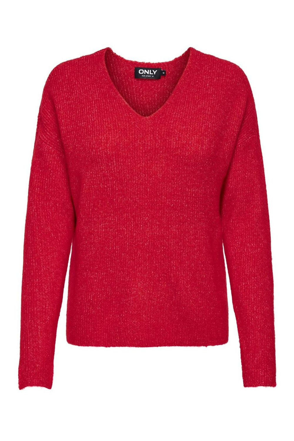 Only - Onlcamilla V-Neck L/S Pullover Knt - 4546514 True Red Melange