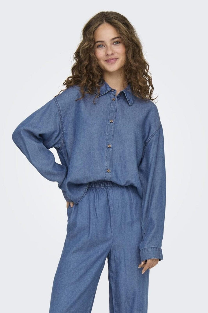 Only - Onlcharis Life Ls Shirt Cc - 4647676 Medium Blue Denim