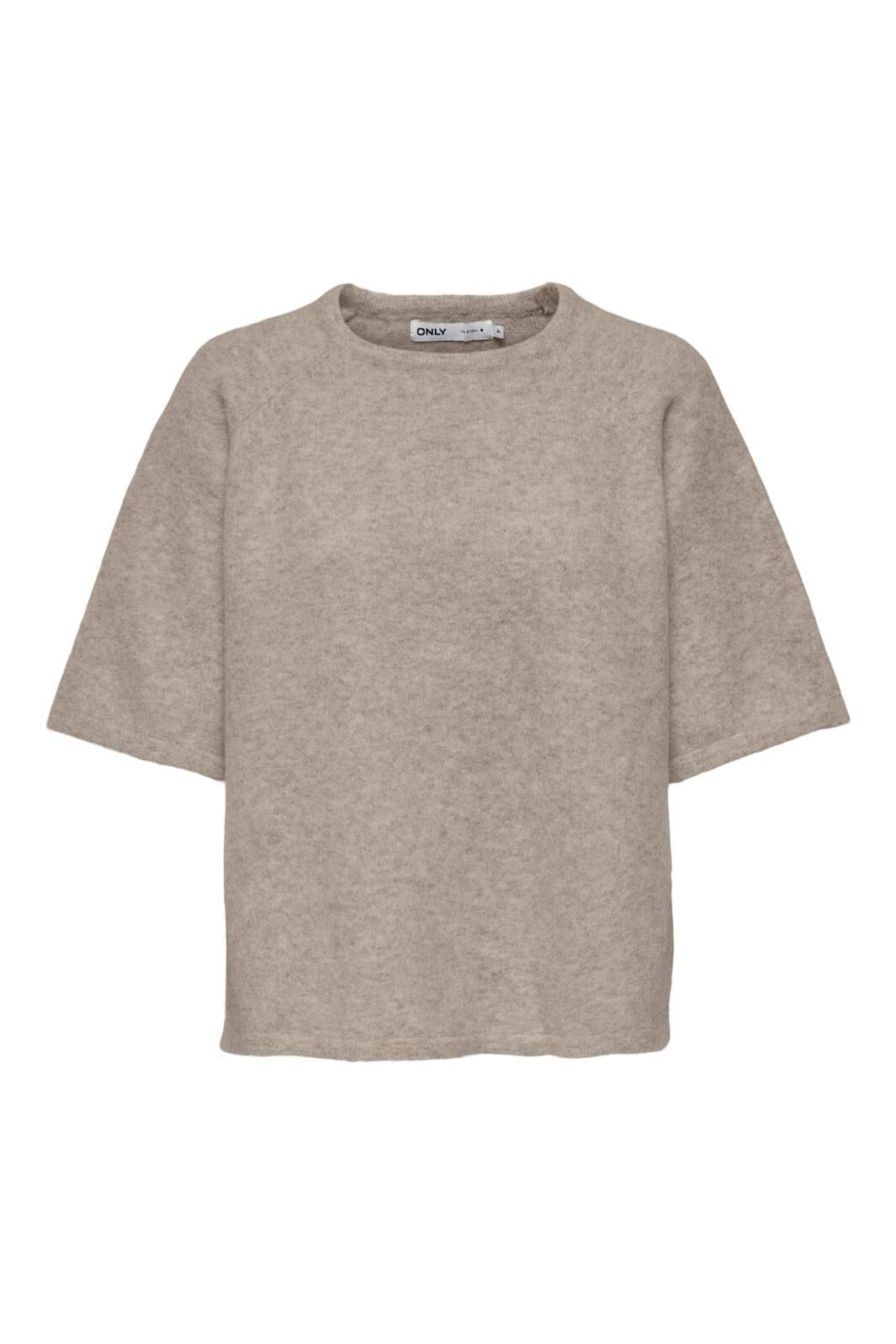 Only - Onlella 2/4 O-Neck Pullover Knt - 4752284 Simply Taupe Melange