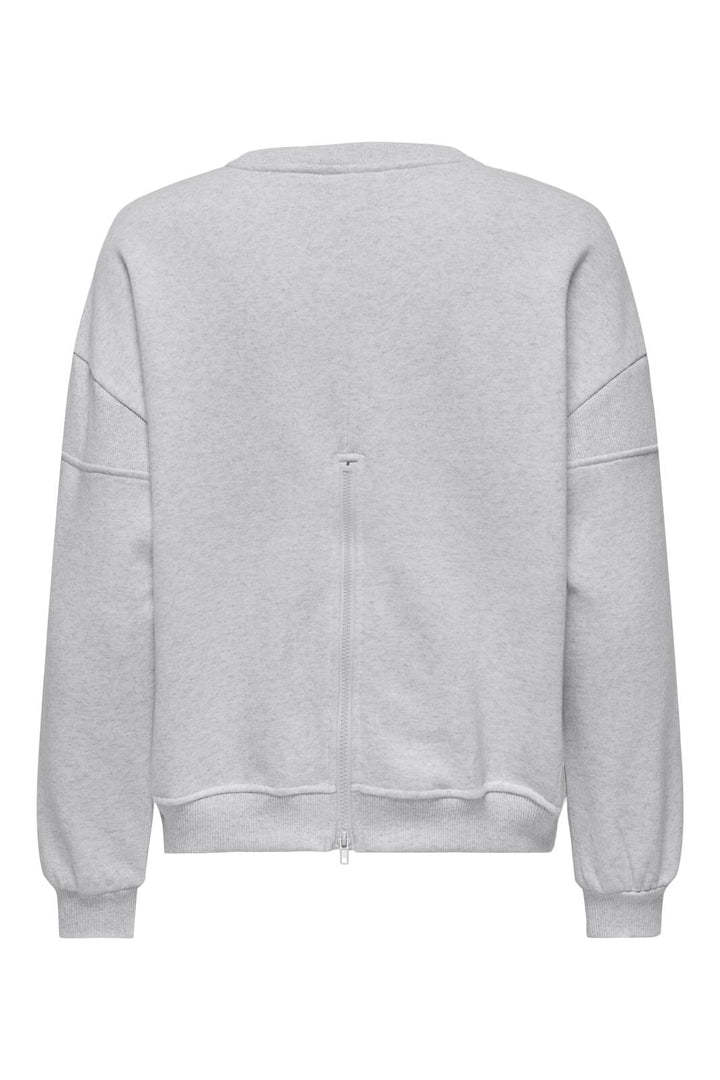 Only - Onlelliot L/S O-Neck Zip Swt - 4636214 Light Grey Melange Labels Brooklyn