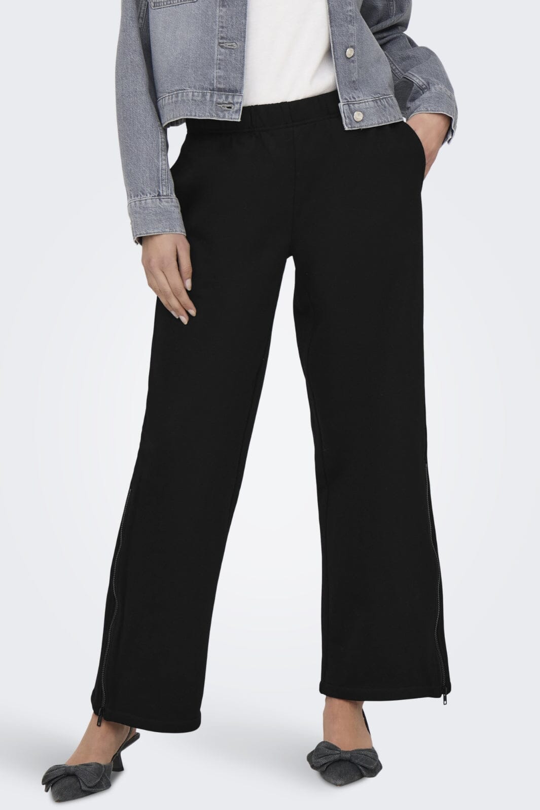 Only - Onlelliot Wide Zip Pant Swt - 4702801 Black Labels Brooklyn