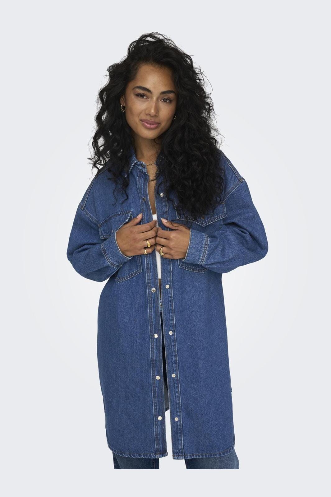 Only - Onlfloyd Ls Ovs Shirt Azg - 4310410 Medium Blue Denim