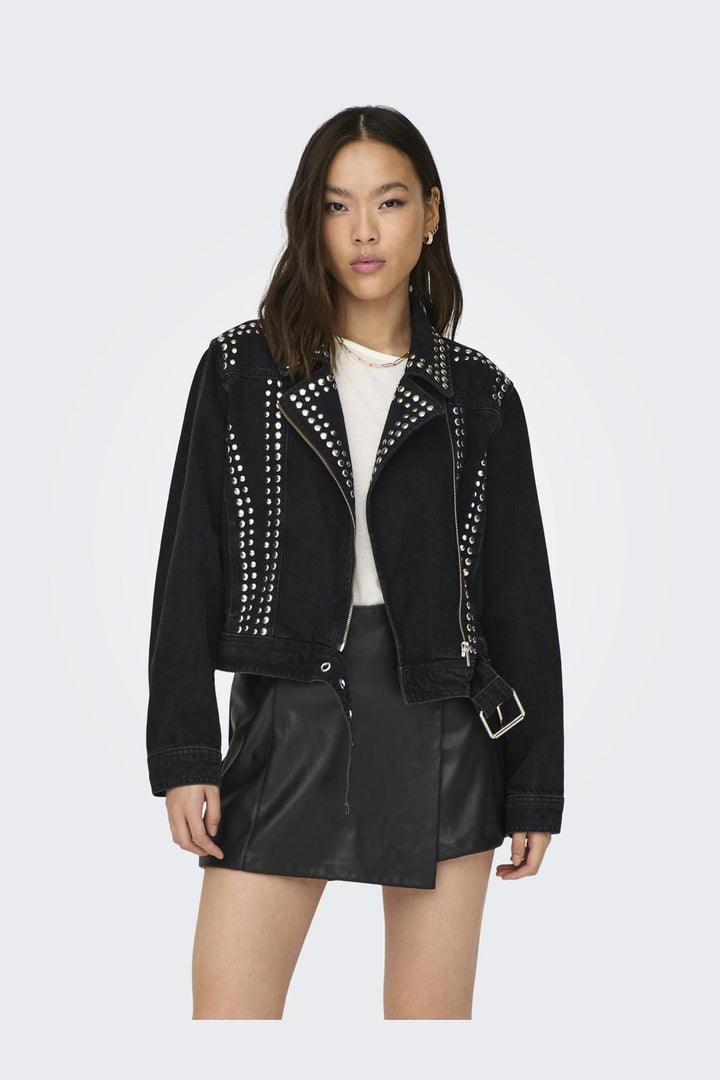 Only - Onlgilla Ls Stud Biker Jacket Cro - 4283418 Black