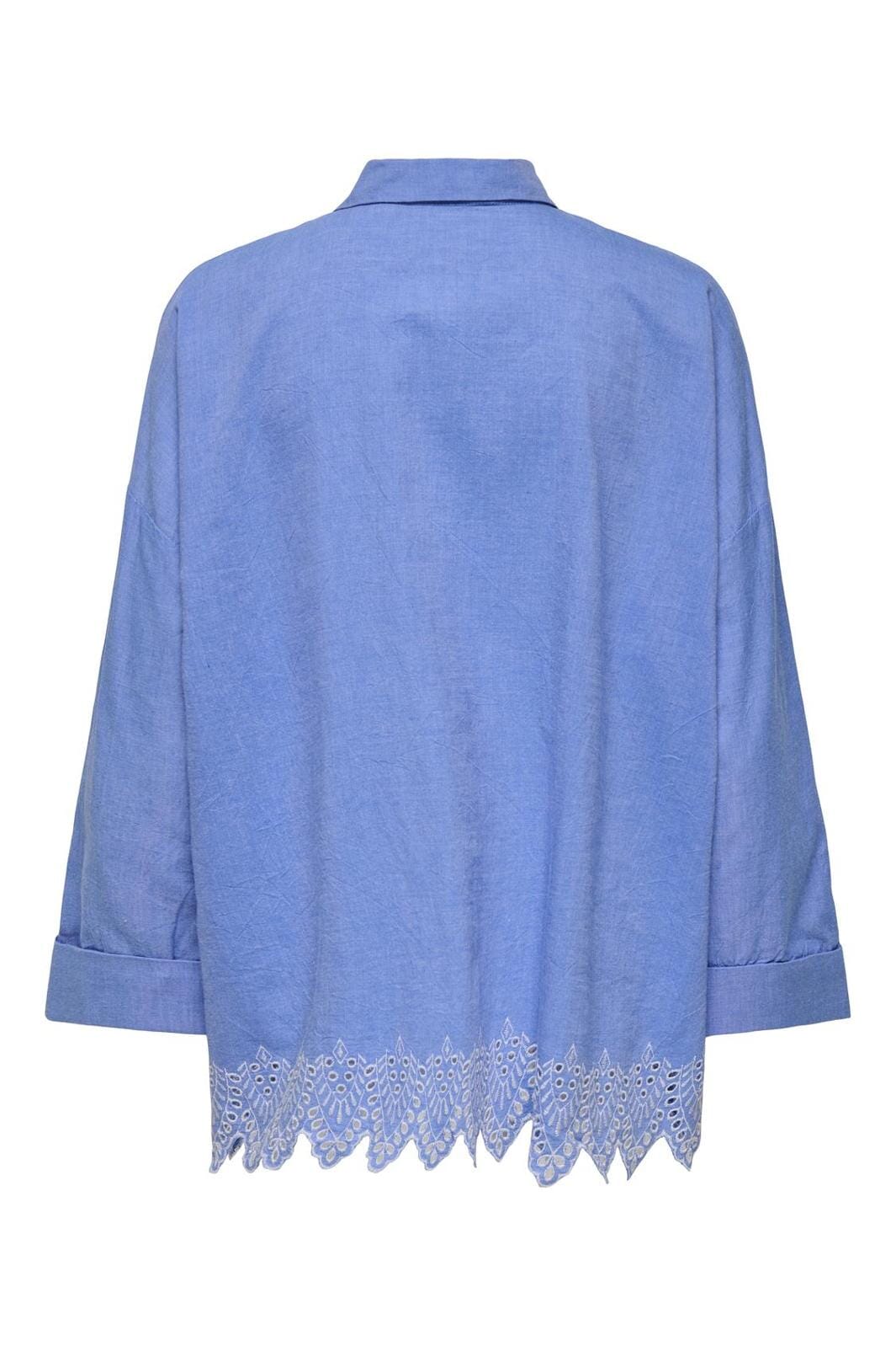 Only - Onlgraces Tulum Ls Emb Shirt - 4695480 Blue Bonnet Bright White Emb.