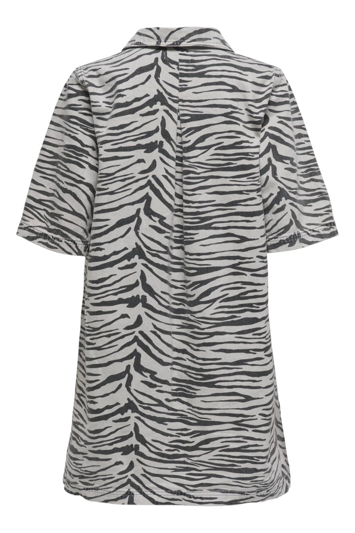 Only - Onlgry Ss Zebra Dress Sik - 4839012 Light Grey Denim Zebra