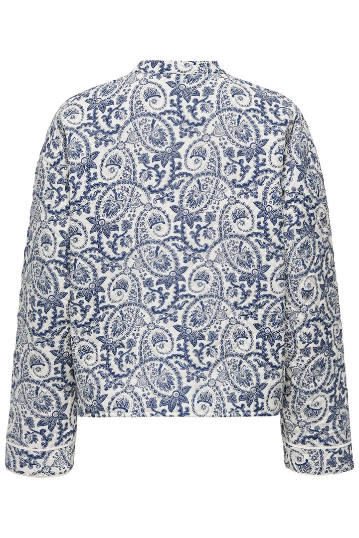 Only - Onlhallie Quilted Jacket - 4554811 Cloud Dancer Blue Tile Print