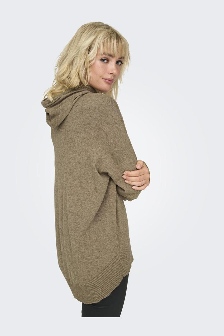 Only - Onlibi Ls Loose Long Hood Cc Knt - 4519295 Malt Ball Melange