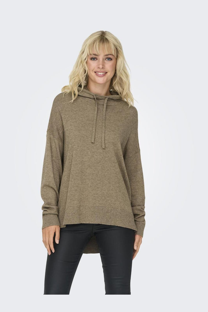 Only - Onlibi Ls Loose Long Hood Cc Knt - 4519295 Malt Ball Melange