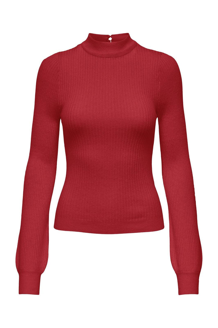 Only - Onlibi Ls Rib High Neck Cc Knt - 4634769 Mars Red