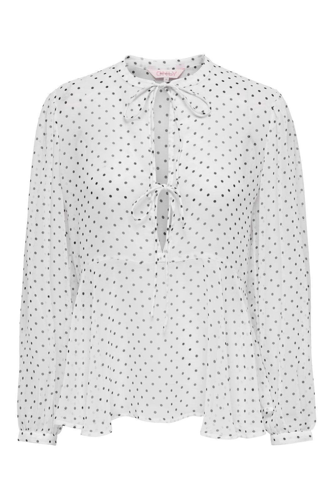 Only - Onlisabella Ls String Top - 4707519 White Black Dot