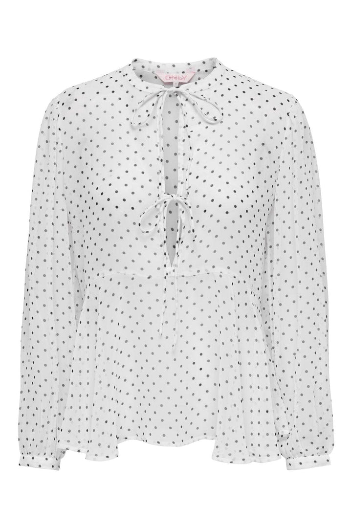 Only - Onlisabella Ls String Top - 4707519 White Black Dot