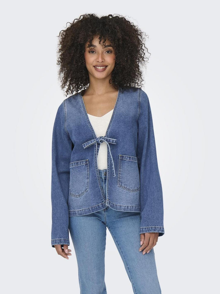 Only - Onljenna L/S Bow Jacket Gua - 4805326 Medium Blue Denim