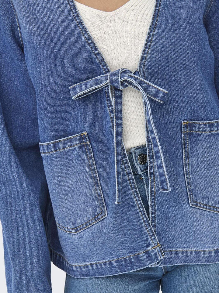 Only - Onljenna L/S Bow Jacket Gua - 4805326 Medium Blue Denim