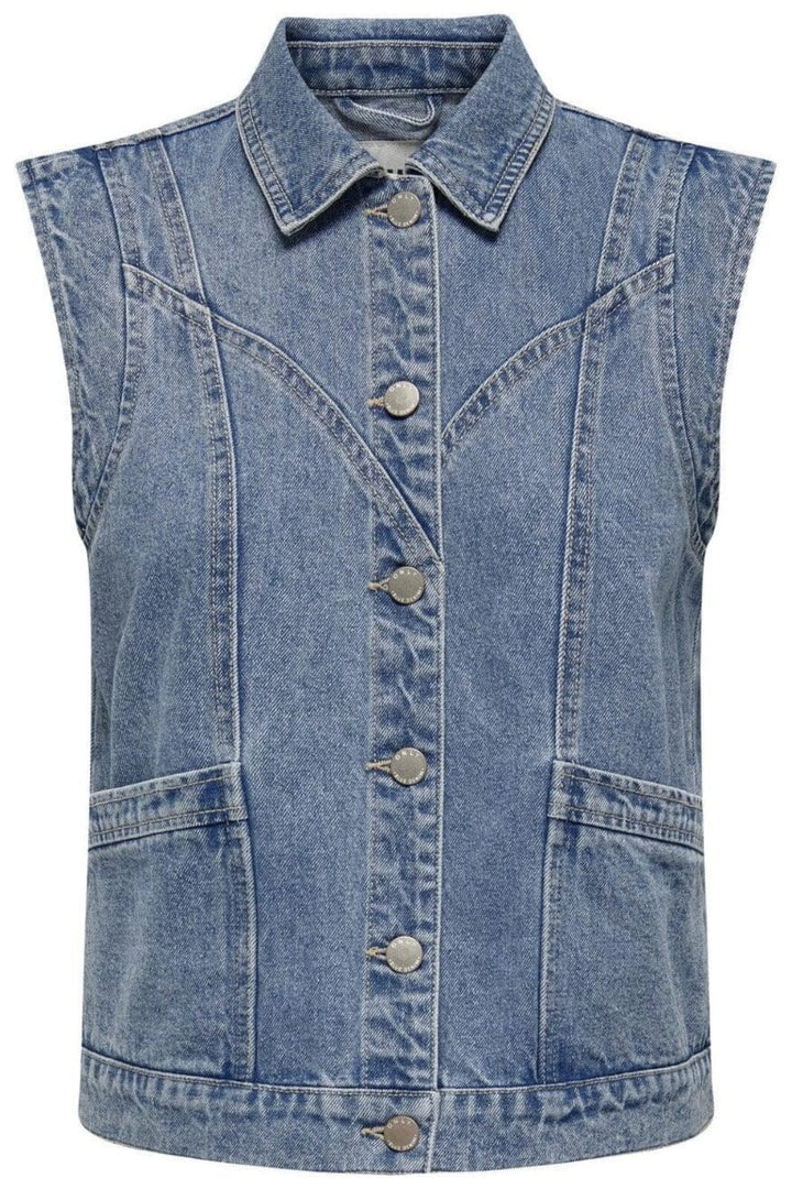 Only - Onlkennedy Sl Waistcoat - 4072086 Medium Blue Denim