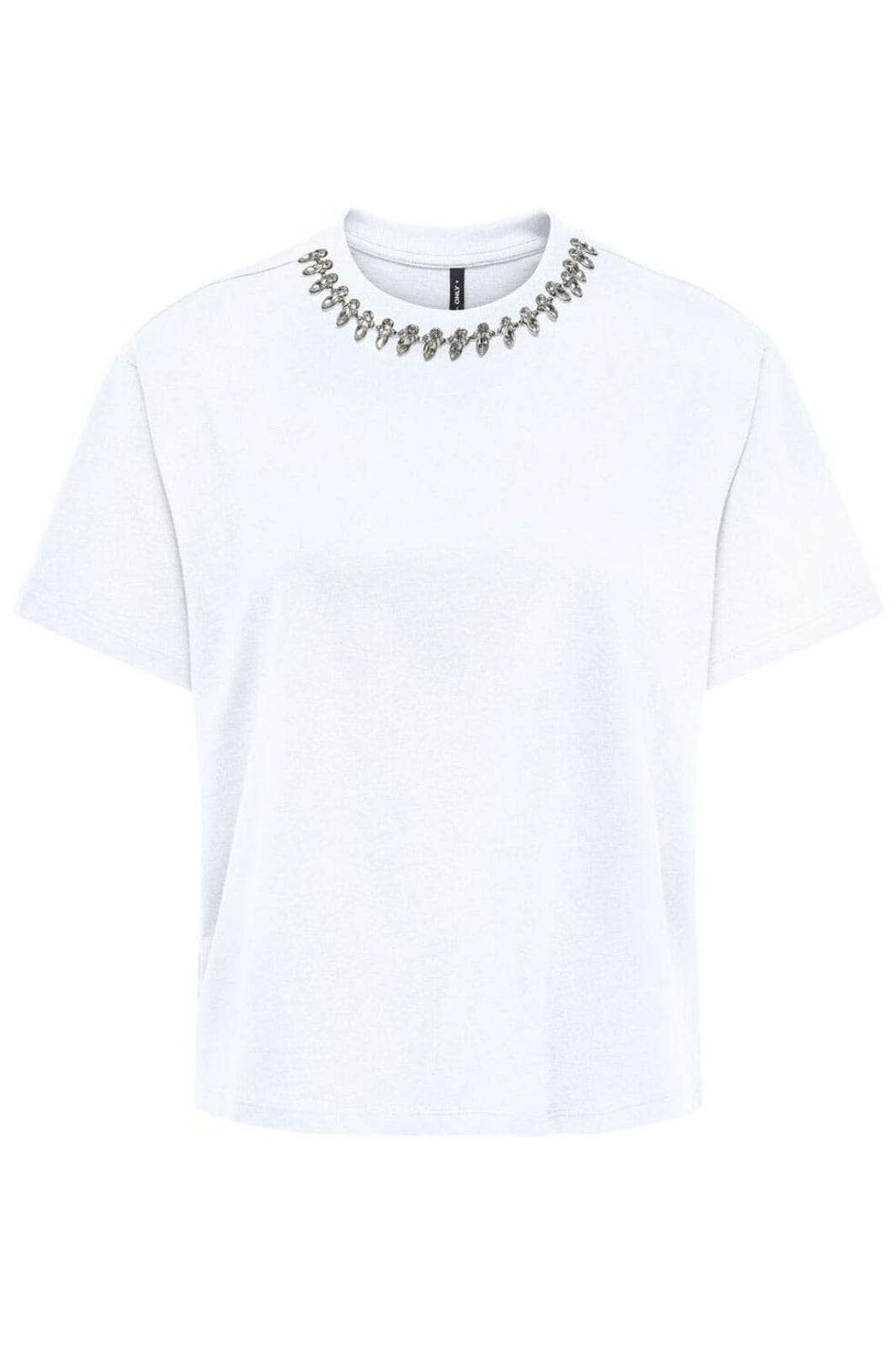 Only - Onlkiara Life S/S O-Neck Top - 4702661 Bright White Rhinestone+Metal Decoband T-shirts 