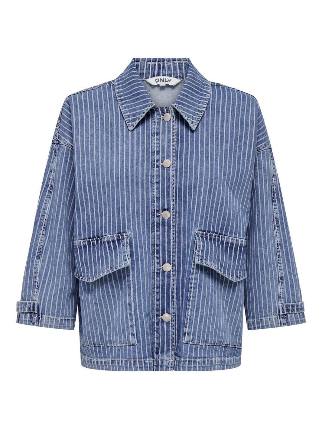 Only - Onlkirsi Ls Striped Jacket Dot - 4264682 Light Blue Denim