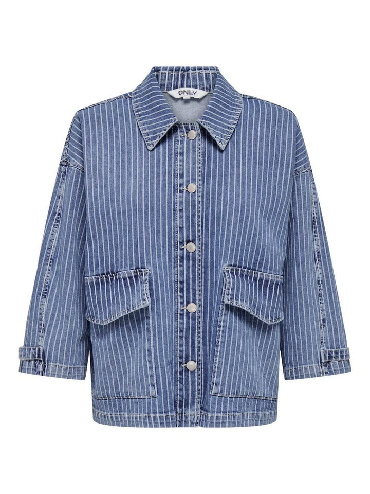 Only - Onlkirsi Ls Striped Jacket Dot - 4264682 Light Blue Denim