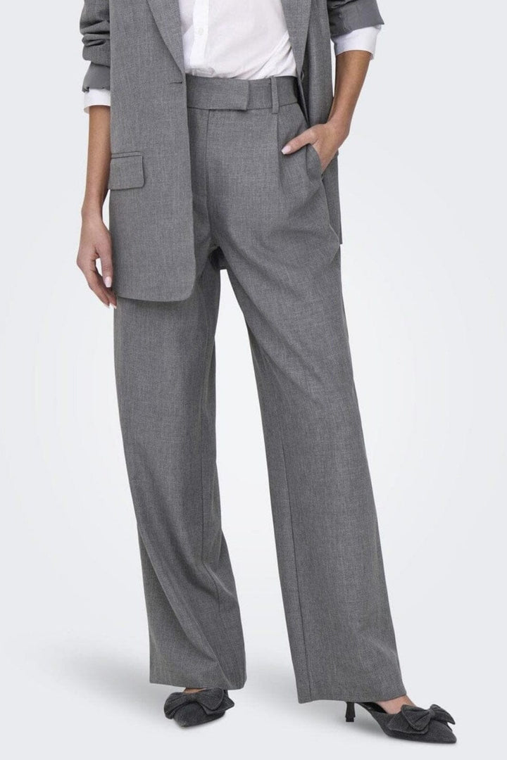 Only - Onllinda Str Mel Pants Tlr - 4769944 Medium Grey Melange