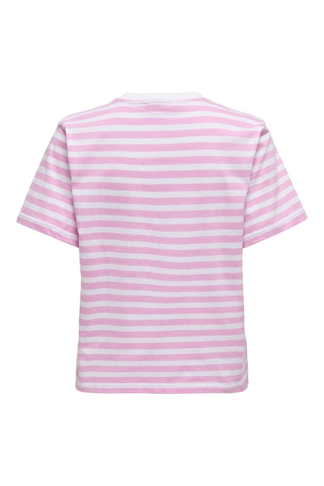 Only - Onllivina S/S Stripe Tee - 4487462 Bonbon White Stripes