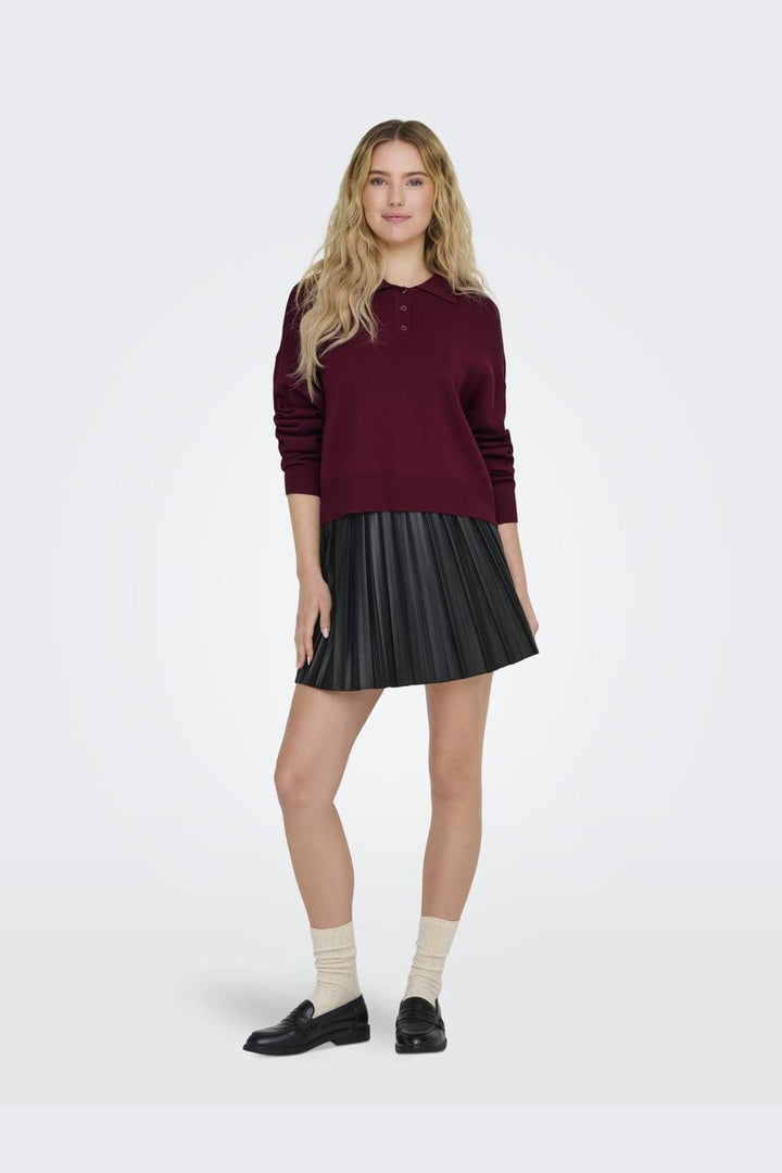 Only - Onllucy Ls Polo Neck Knt - 4756240 Cabernet