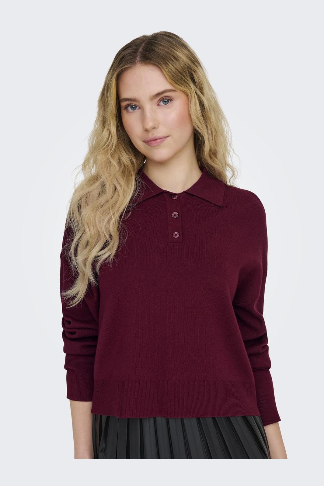 Only - Onllucy Ls Polo Neck Knt - 4756240 Cabernet