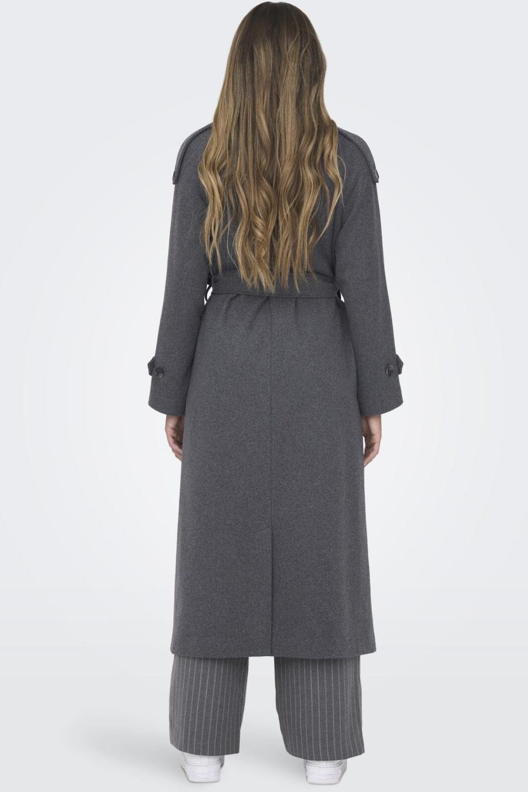 Only - Onlmaisy X-Long Wool Life Trenchcoat 15293700 - 4230546 - Dark Grey Melange Rose Smoke Lining