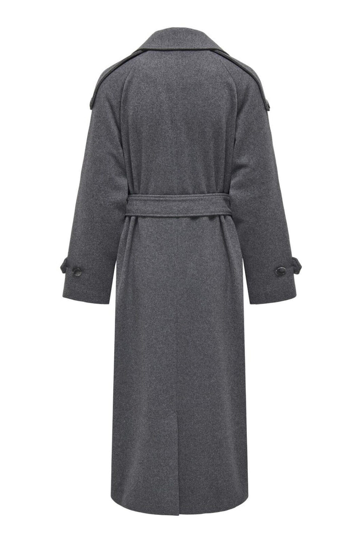 Only - Onlmaisy X-Long Wool Life Trenchcoat 15293700 - 4230546 - Dark Grey Melange Rose Smoke Lining